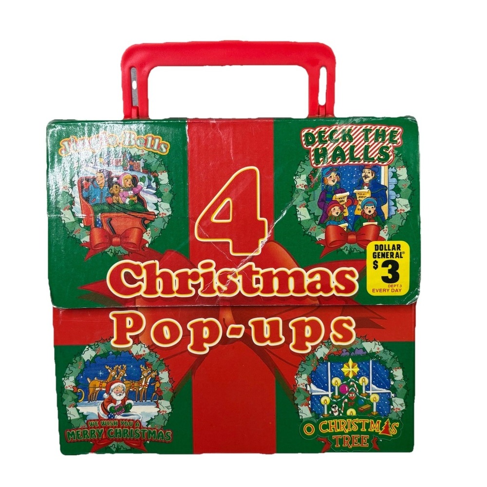 VTG-Set of 4 Christmas Pop-Up Hardcover Books with Carrying Case-Kids/Family Fun
